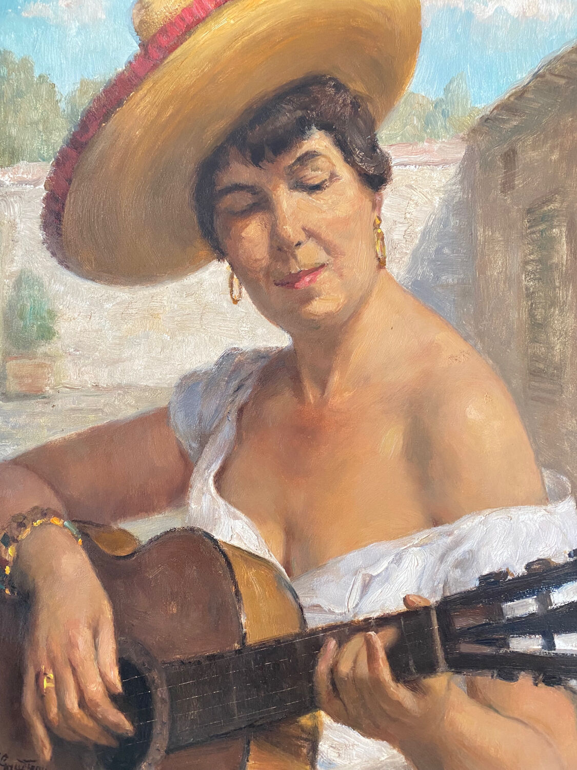 Spanish portrait on guitar