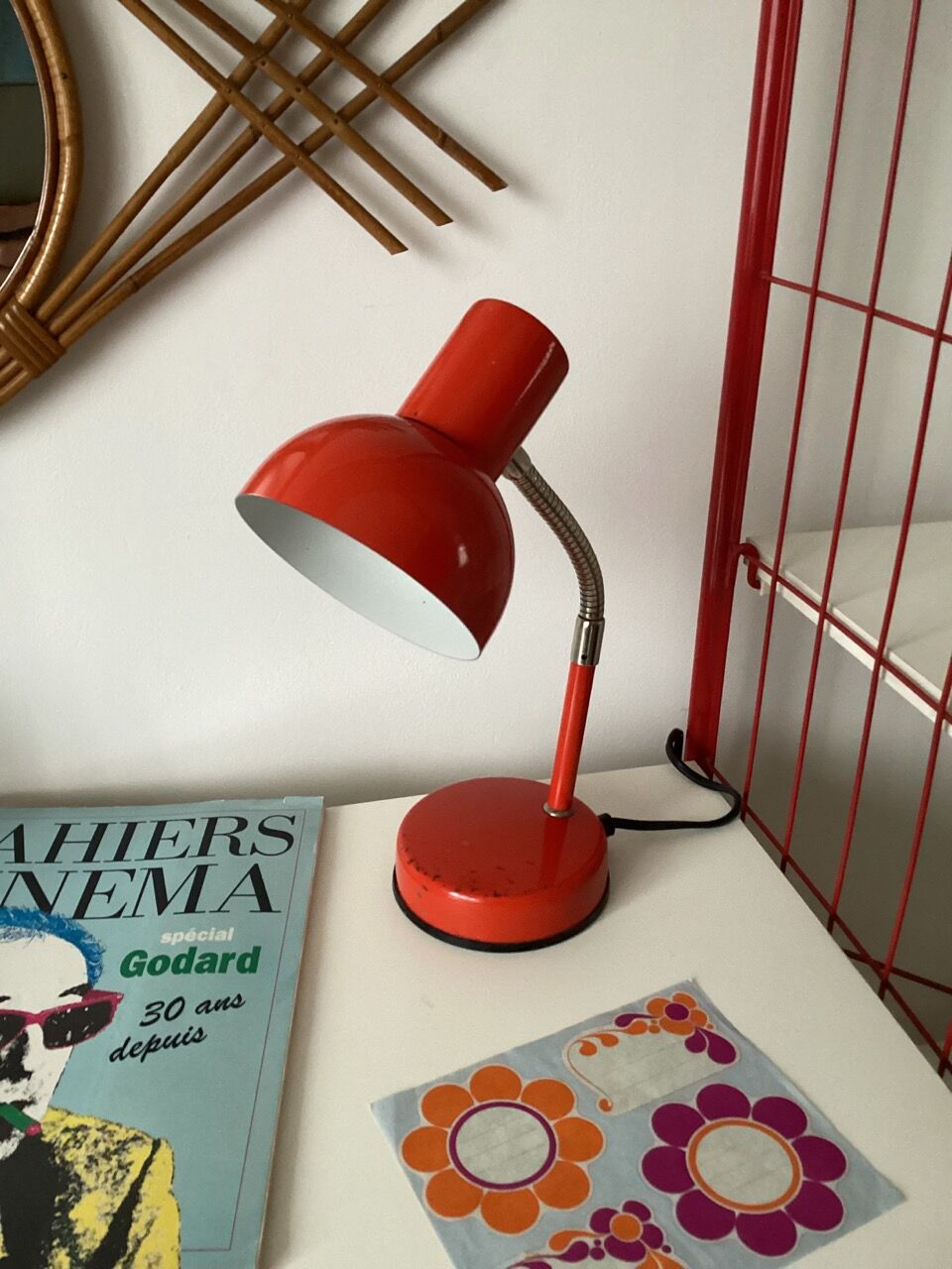 Red metal lamp