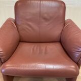Pair of "Erpo" designer leather armchairs