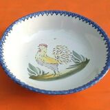 Plat ancien rond et creux  Faïence de Charolles  Décor au coq