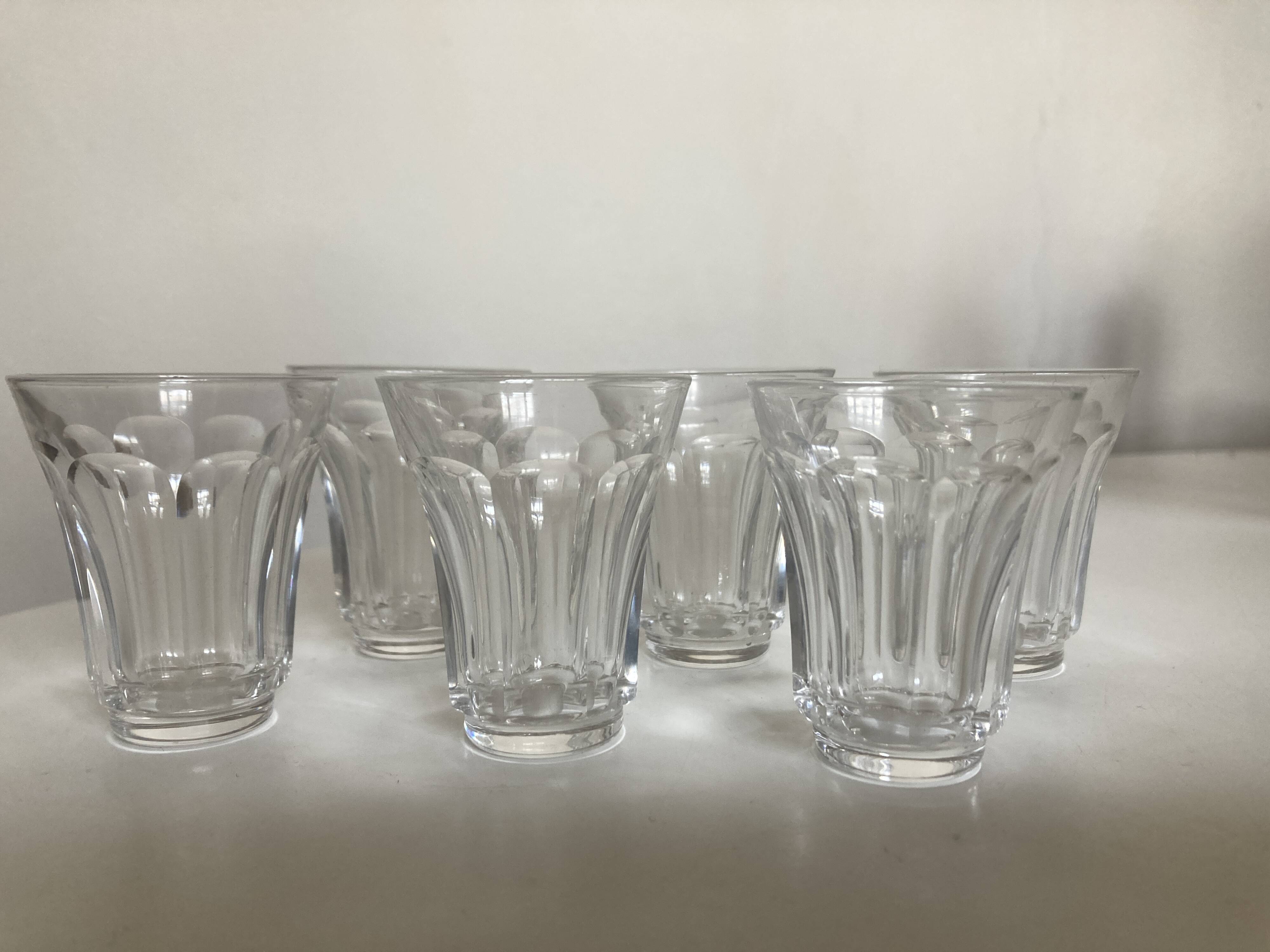 Set de 6 verres shot tulipe à côtes plates néo classique 1950