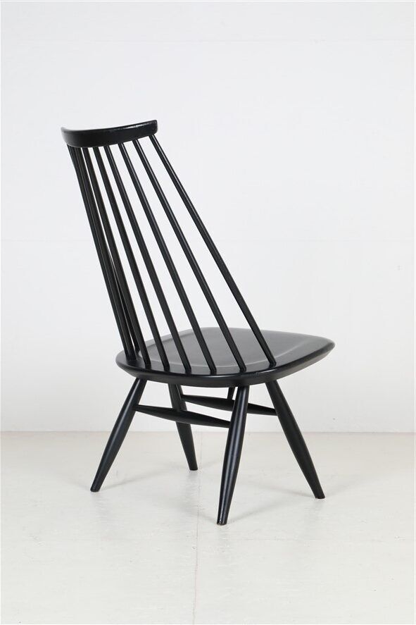 Asko / Ilmari Tapiovaara “Mademoiselle” spindle back lounge chair / Mid Century Modern Design / Finland / 1950s-1960s / black