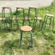 Set of 9 green / blue chains industrial stool years '50s including 8 low and a top