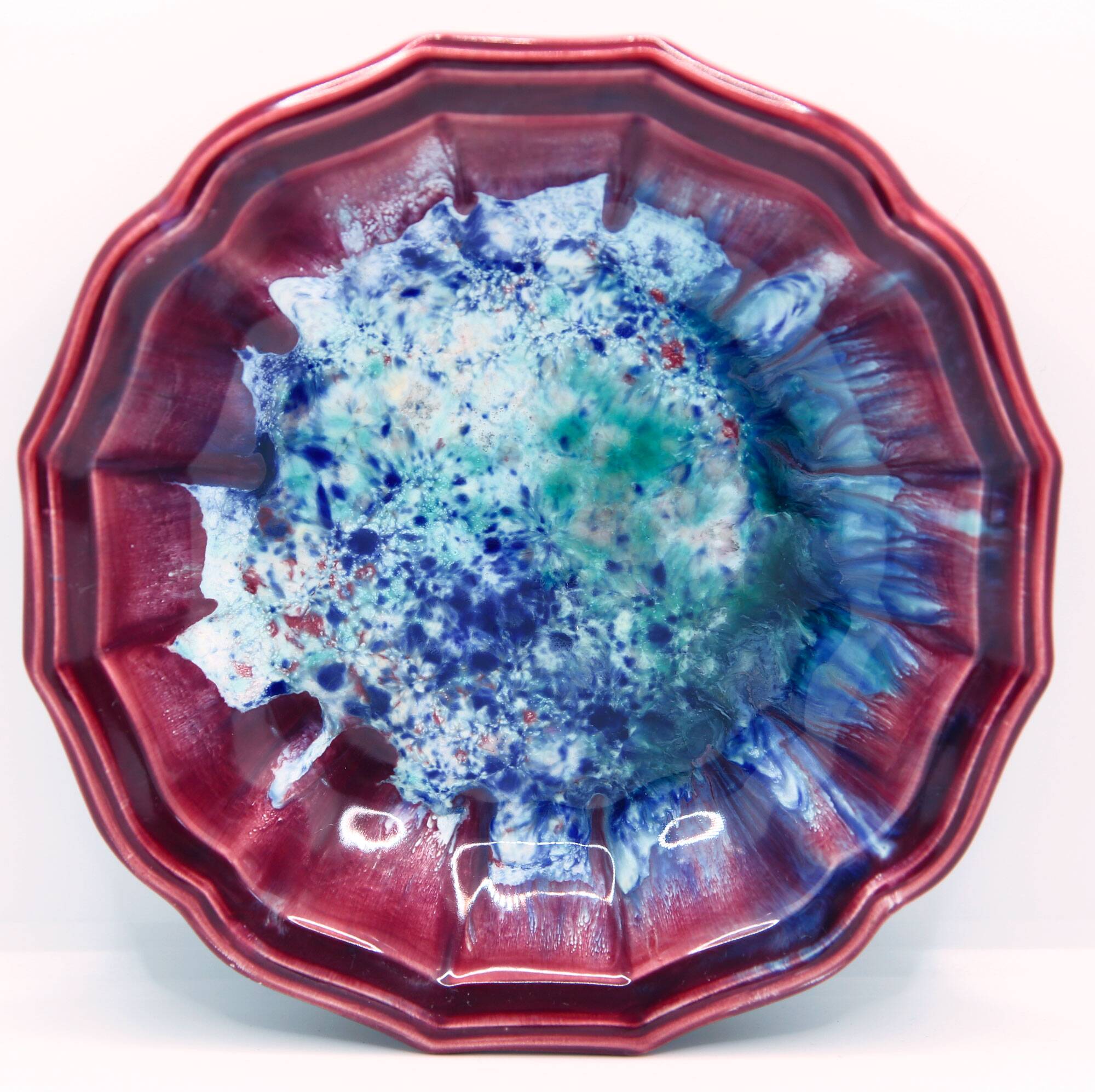 Morvan sandstone bowl with multicolored flames