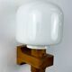 Scandinavian pine wood & opaline wall light – Denmark 1970s