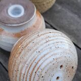 round salt and pepper shaker signed Grés du Marais, France, 60s