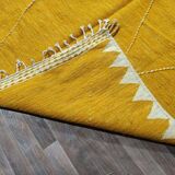 Moroccan kilim rug, yellow, handmade, 150/250cm.