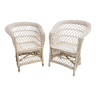 Pair wicker armchairs