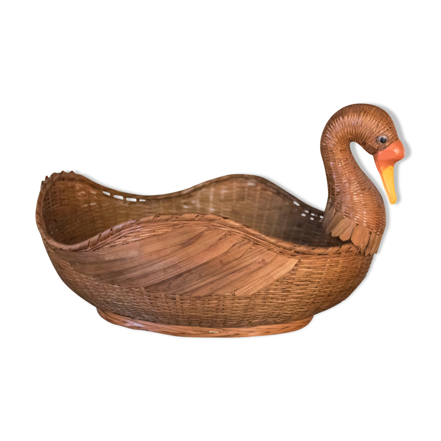 Panier en osier en forme de canard