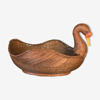 Panier en osier en forme de canard