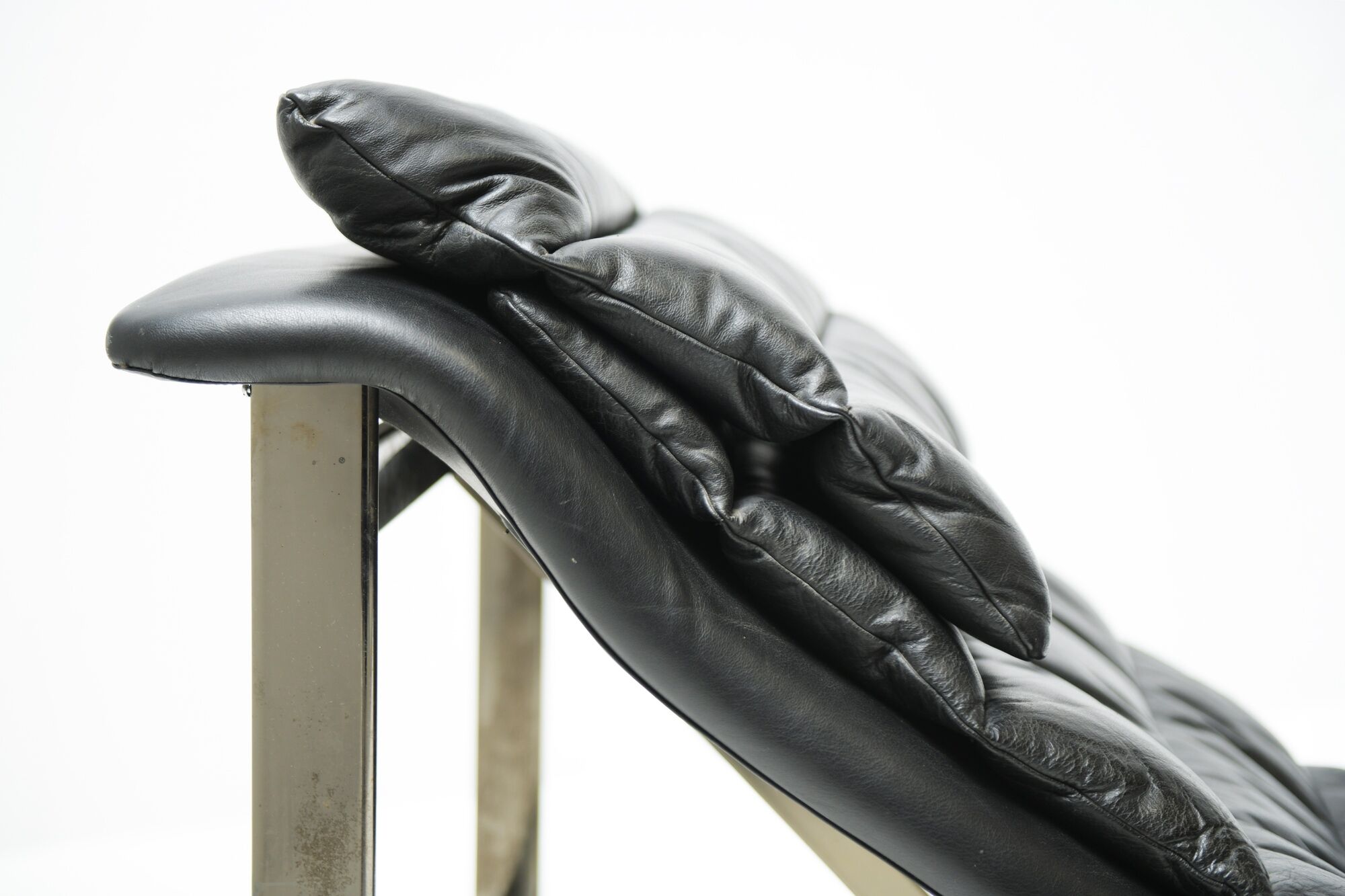 Vintage Lounge daybed in black leather by Mobel Italia - Italy