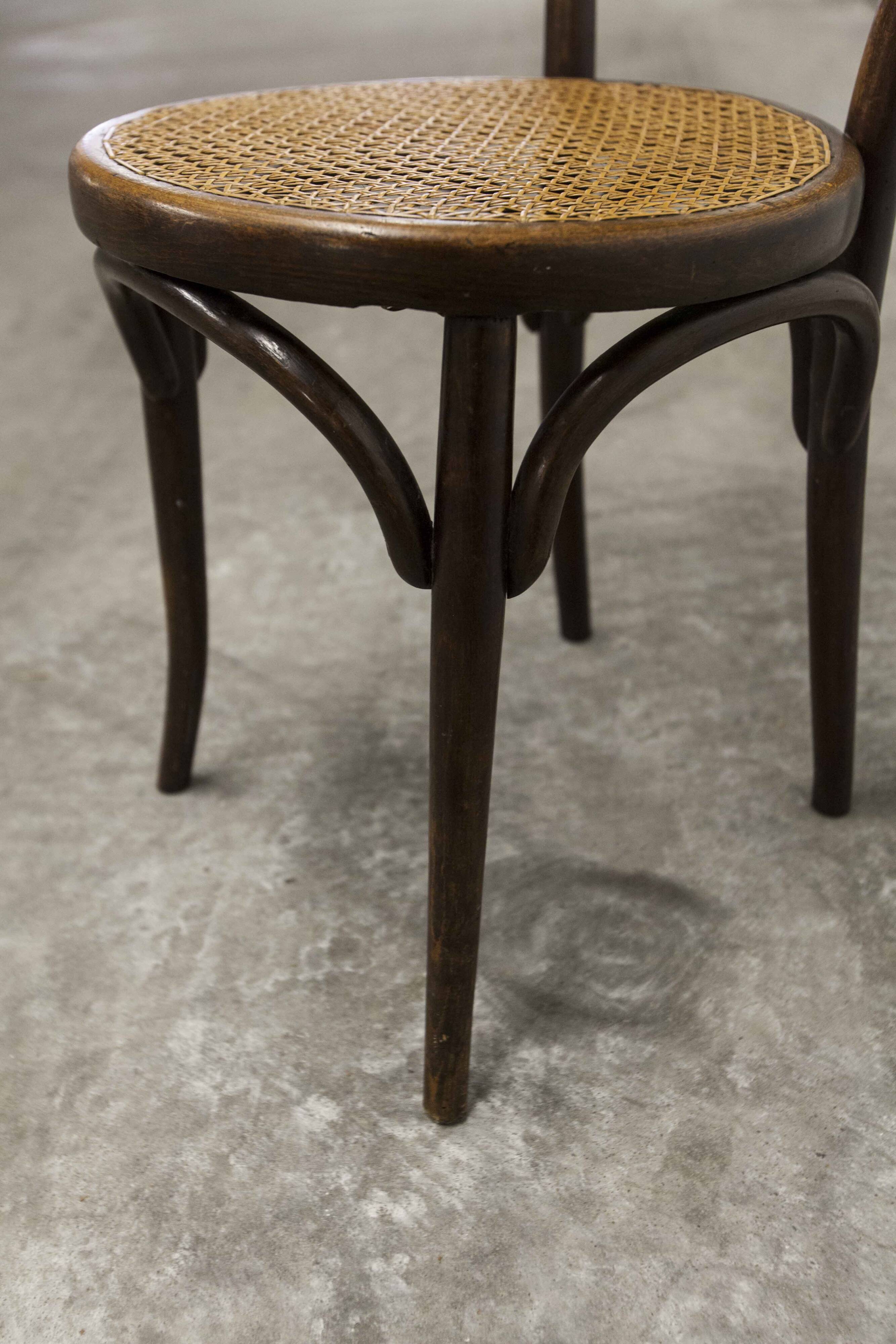 Ungvar Ungarn 1900 dark brown cane bistro chair
