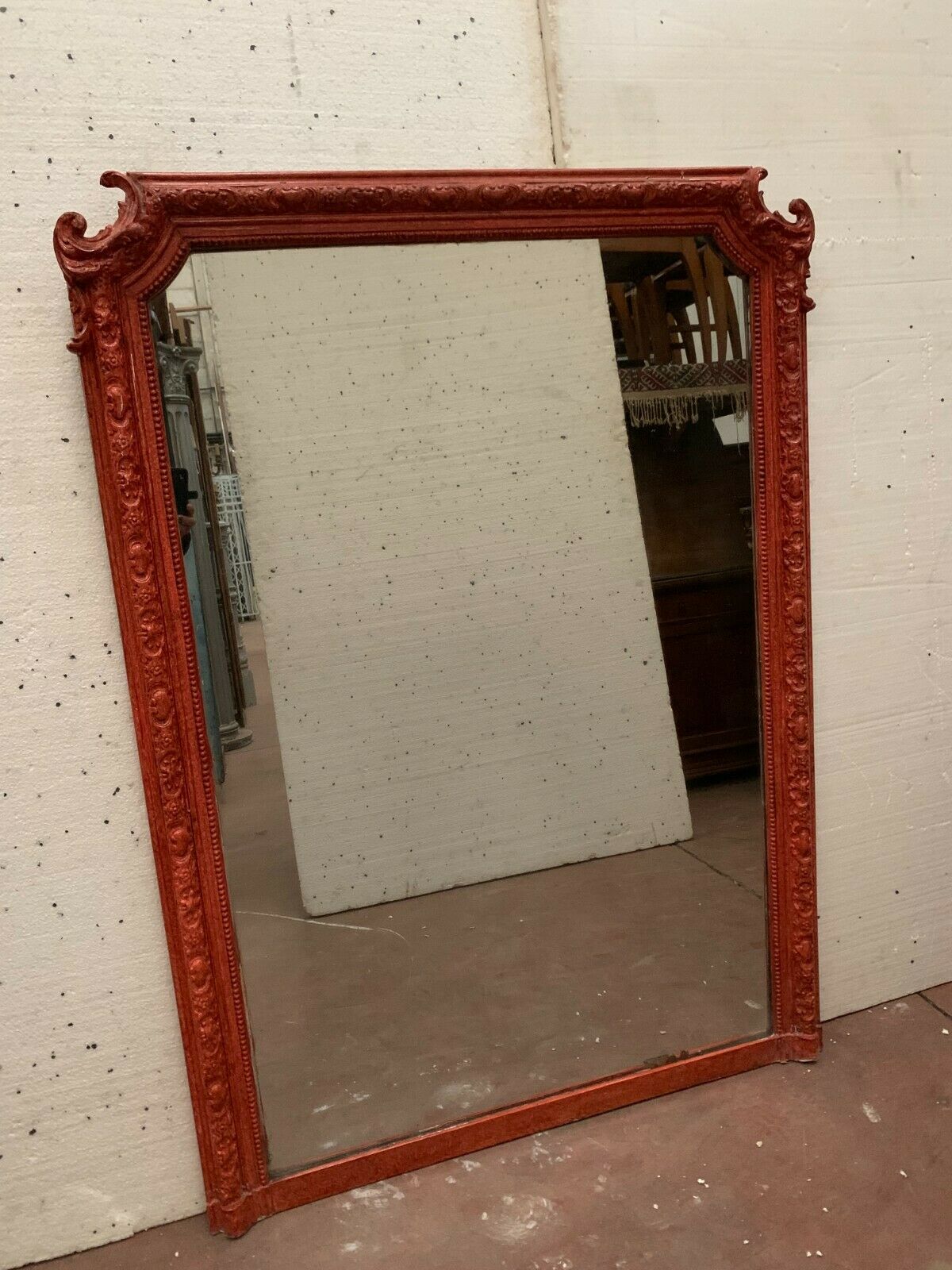 Napoleon III style mirror in wood and patinated stucco XX century
