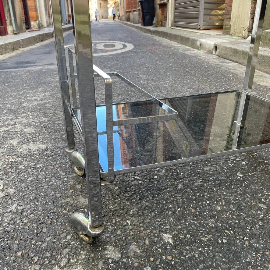 Chrome rolling serving cart from the 1950s-60s