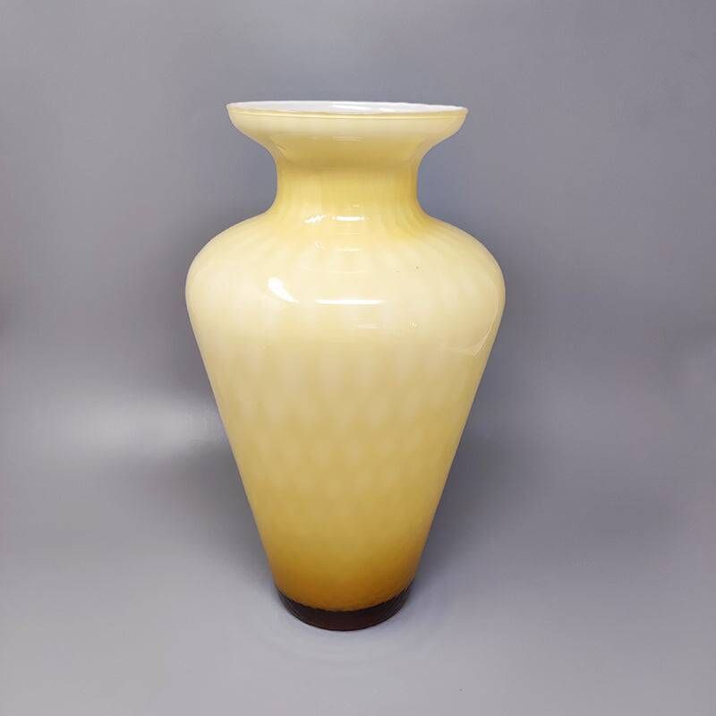 1960s Beige Vase in Murano Glass. Made in Italy