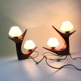 2 lamps 1950 ceramic opaline