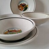 Set of 5 Italian ceramic dishes with country decor
