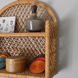 Rattan wall shelf