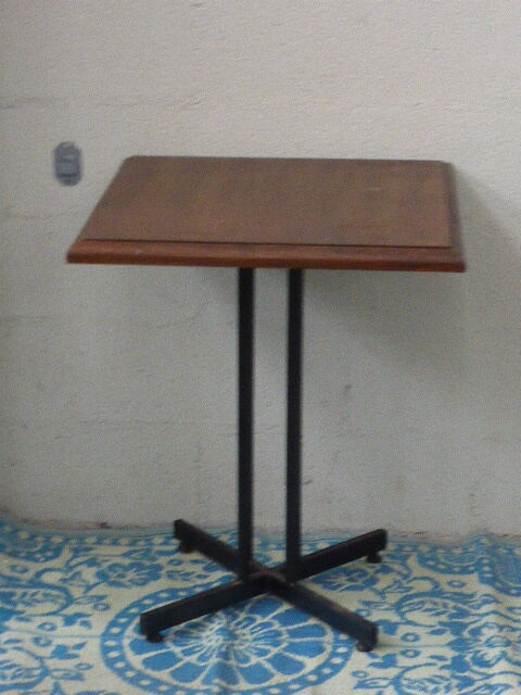 Table Bistro square wooden base metal vintage 1950/60