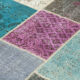 Hand-knotted oriental overdyed 205 cm x 300 cm multicolor patchwork carpet