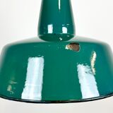 Lampe industrielle d’usine en émail vert années 1960