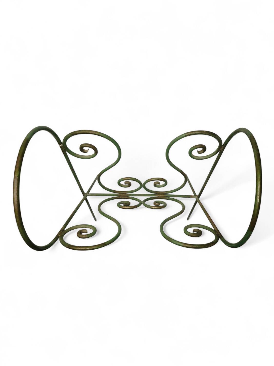 Vintage wrought iron magazine rack – handcrafted scrolls –