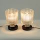 Set of 2 table lamps in glass and wood, Czechoslovakia 1960s
