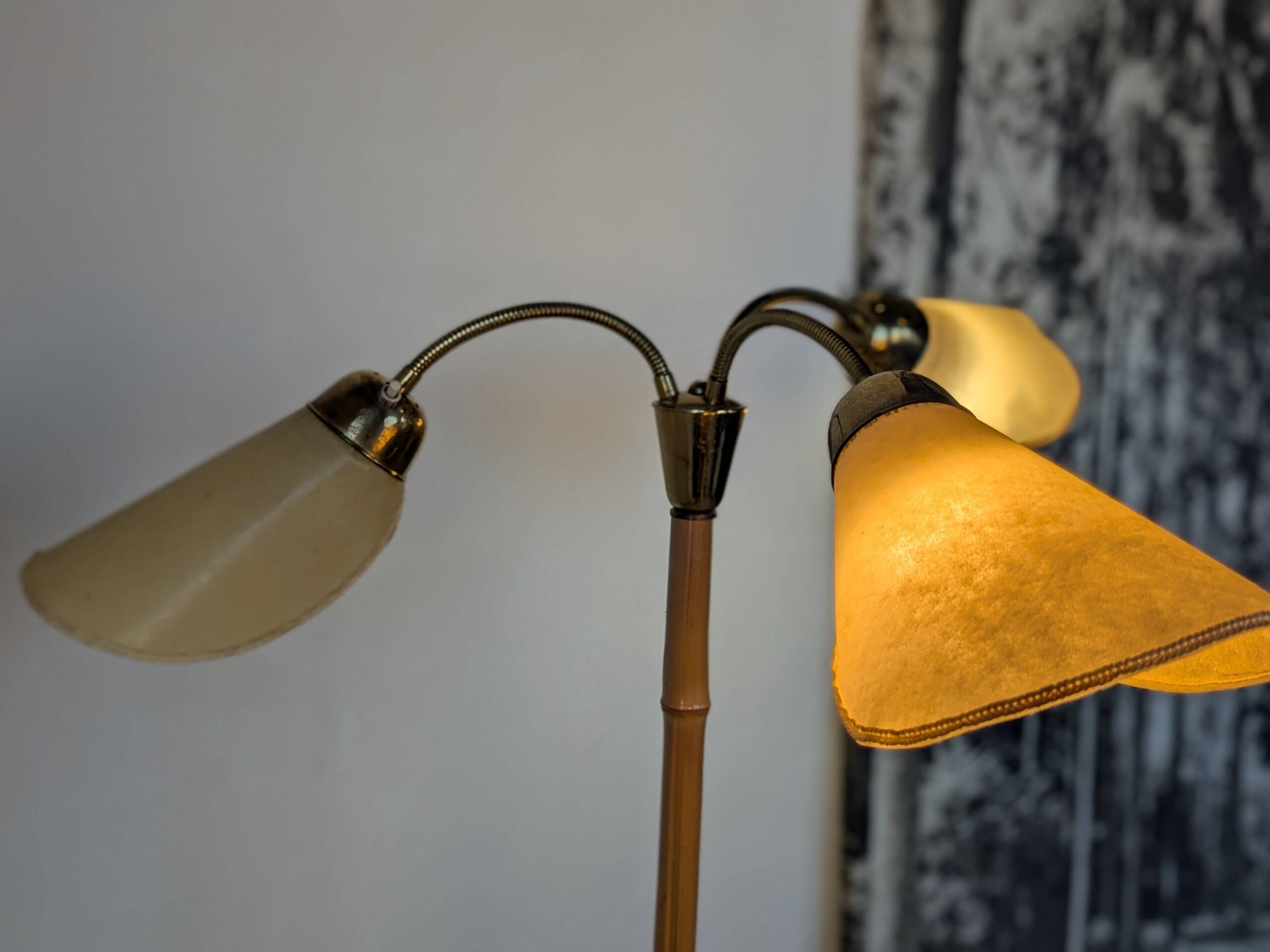 Bamboo and brass floor lamp