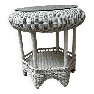 Table guéridon rotin