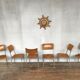 Série de 6 chaises d'école industrielle vintage empilable 1950 assise thermophormé