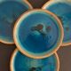 4 flat plates in blue enamelled ceramic La Poterie de la Colombe