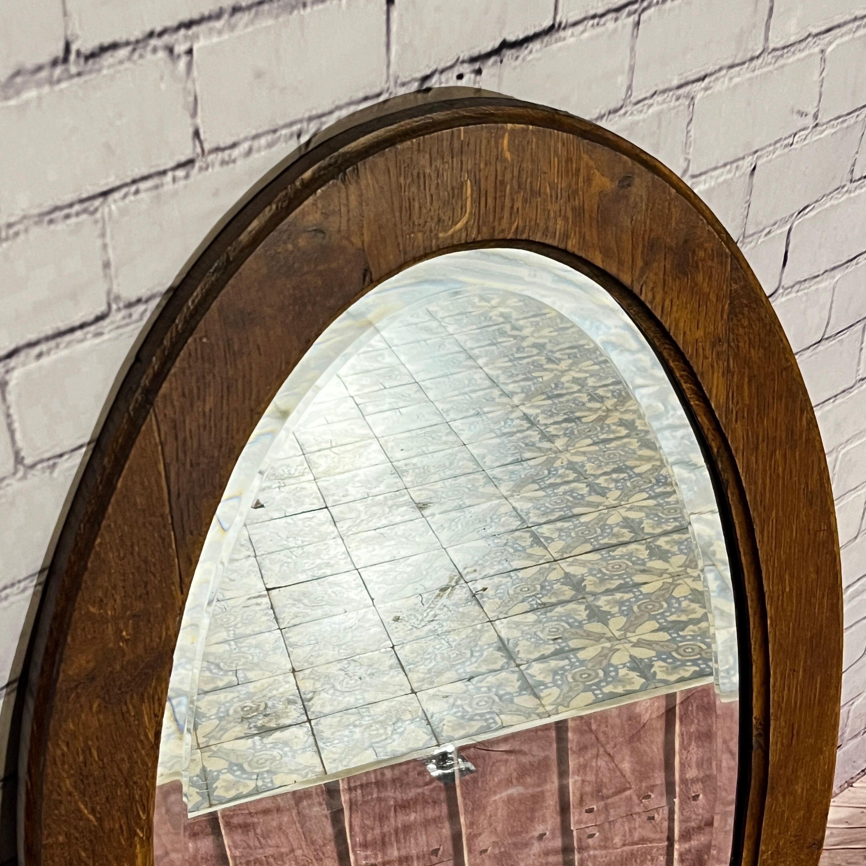 Miroir biseauté oval en bois, 93x54 cm