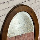 Oval beveled wooden mirror, 93x54 cm