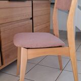 6 original Scandinavian chairs in light solid wood