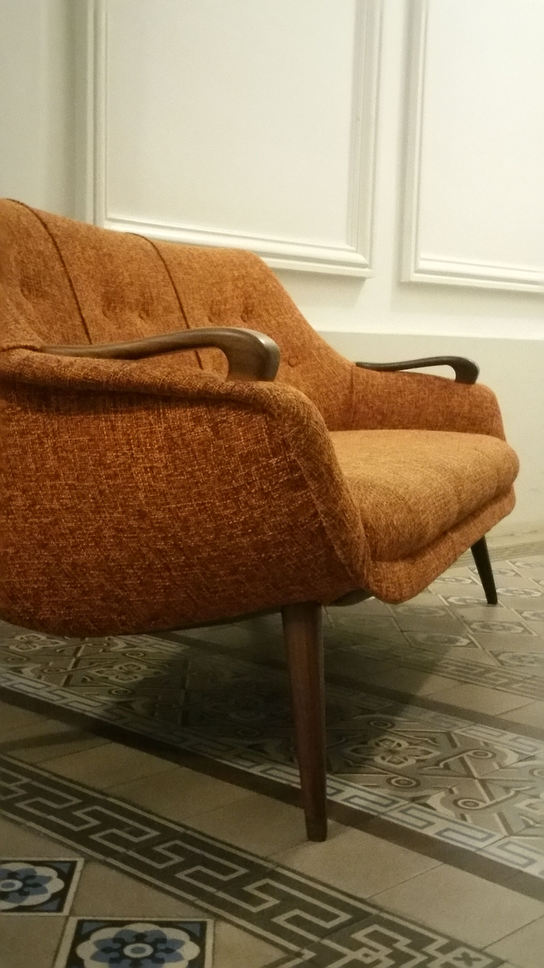 Sofa Orange organic Danish 50s/60s