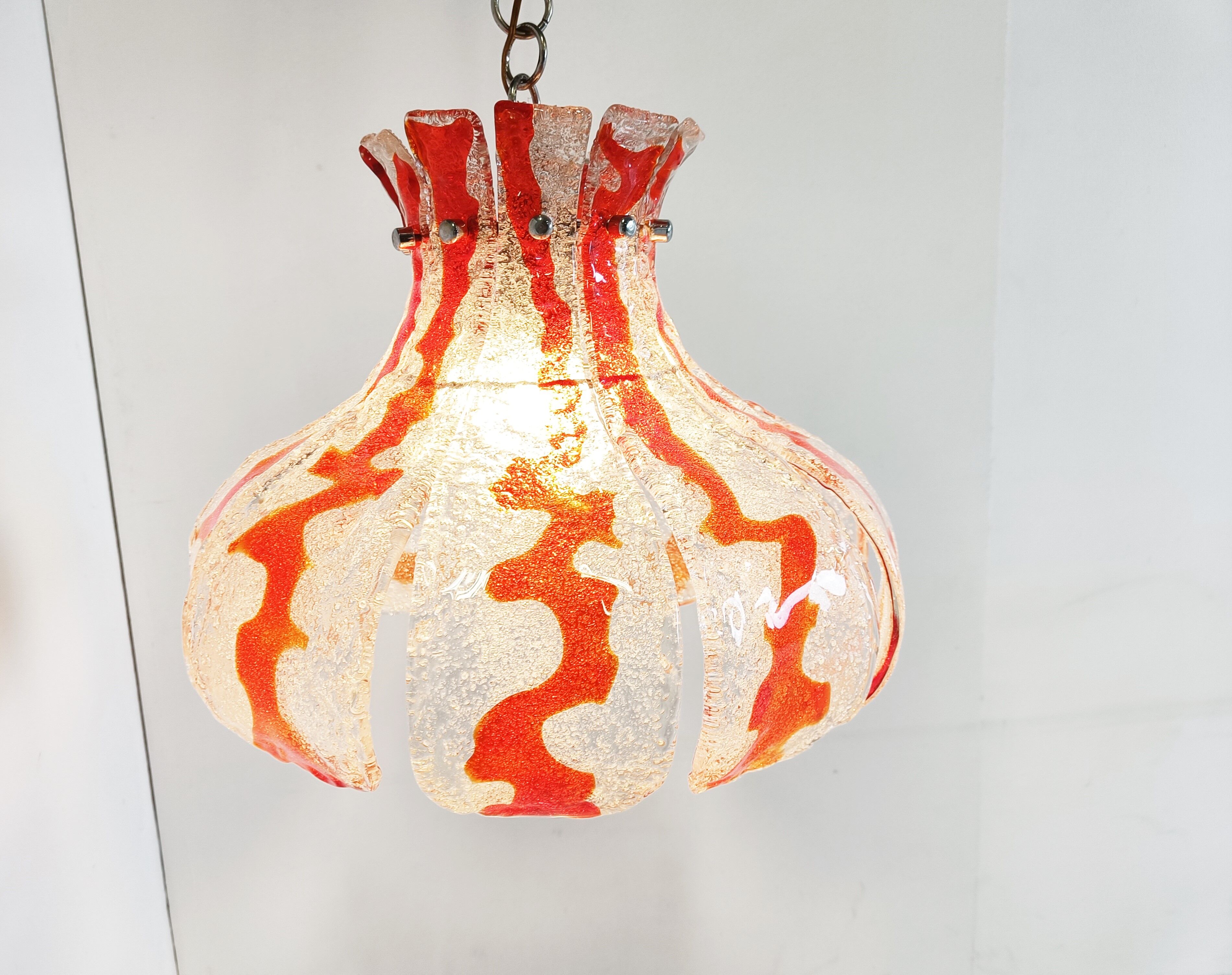 Vintage hanging lamp with murano glass, for Mazzega, 1960s