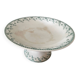 High compote bowl in opaque porcelain from Gien, Montigny model
