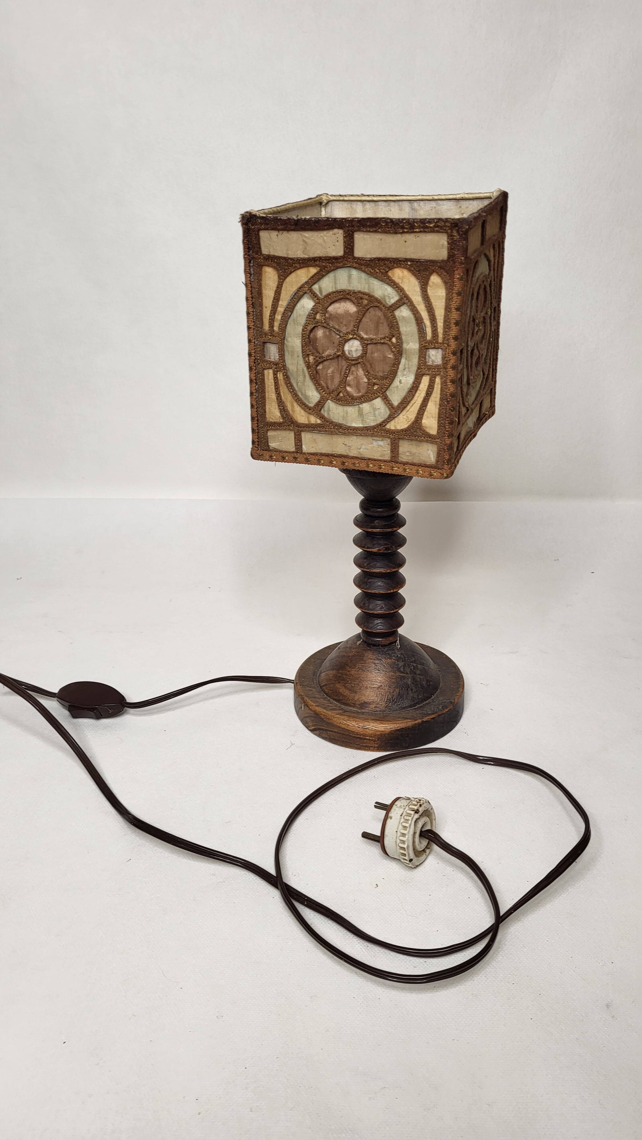 Art Nouveau wooden lamp