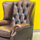 Traditional English Wingback Chesterfield Leather Armchair