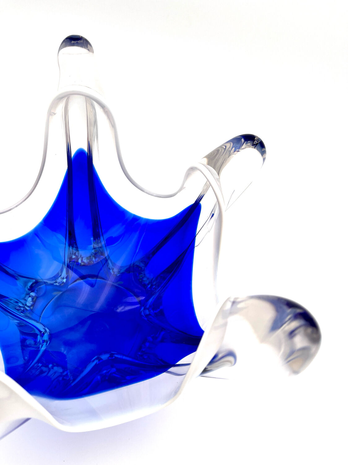 Hospodka Chřibská Crystal Bohême Blue Cobalt and Opaline Cup Circa 60