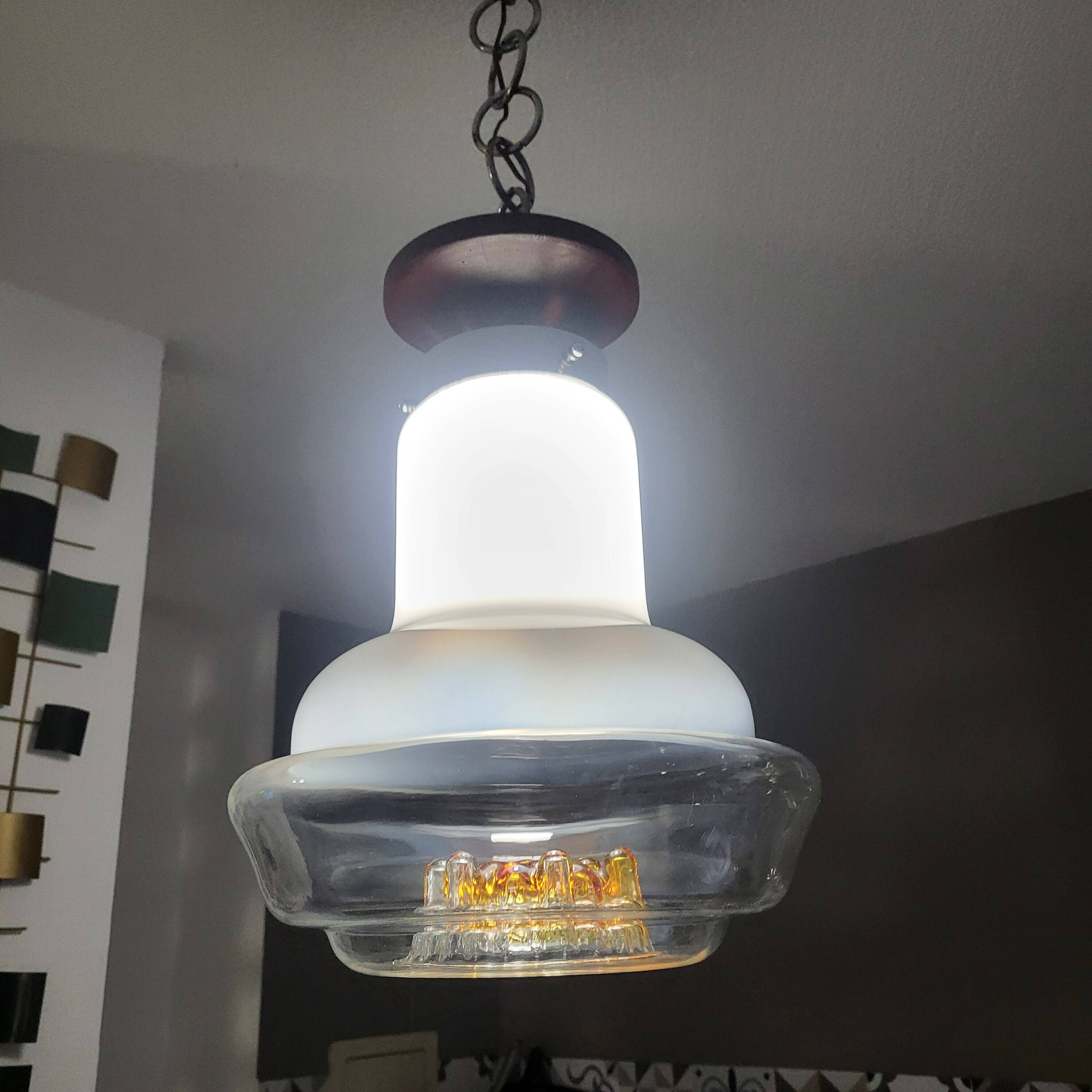 Murano glass mushroom pendant light by Mazzega Italy 1960.70