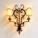 Vintage Florentine Wall Sconce XL in Forged Iron and Painted Sheet Metal – Black and Gold, 1970s