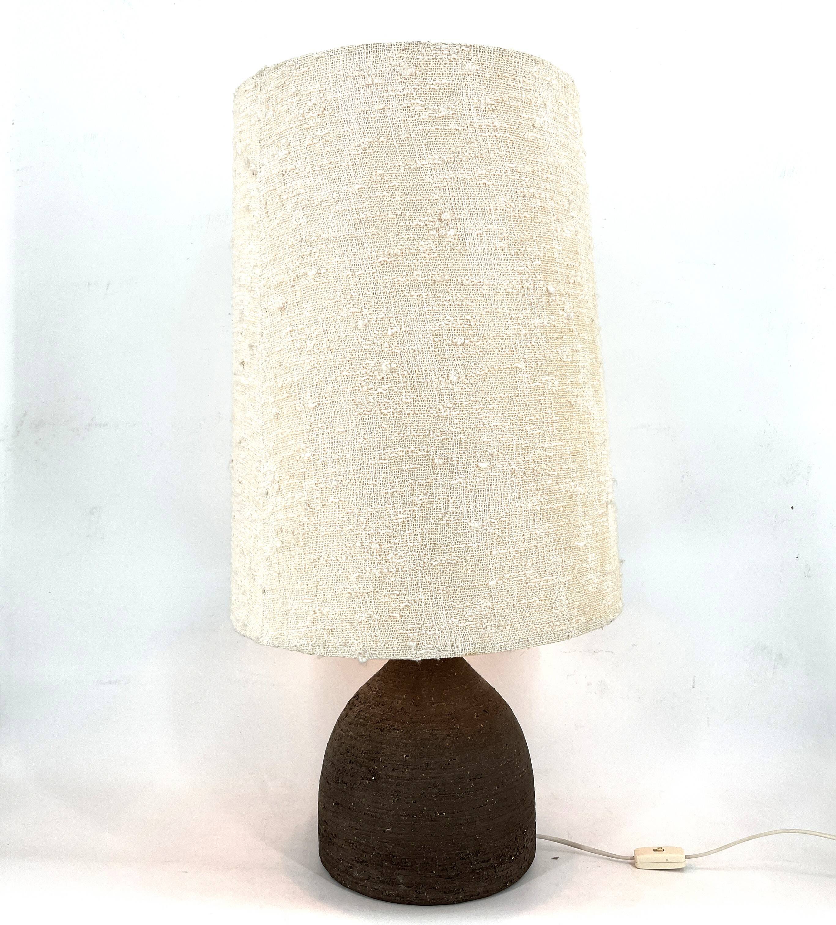 Large 1960s Ceramic Table lamp or floor lamp With Original Fabric Shade Fro