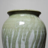 Vintage ash-glazed artisanal stoneware Wabi-Sabi modernist vase