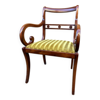 Office chair seat with crosse in the english style in mahogany