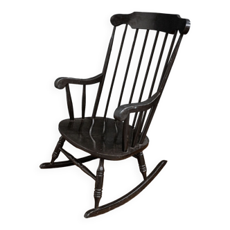 Rocking chair à barreaux 1960 western couleur noire