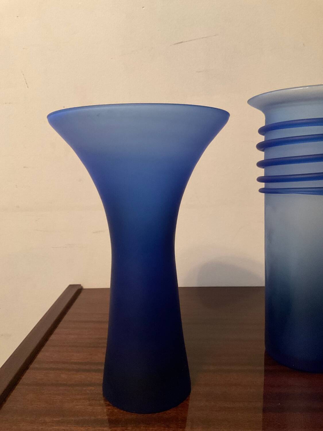 Trio of vintage glass paste vases from the 70s