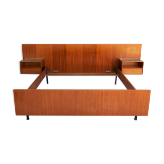 With suspended nightstands vintage teak bed