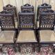 6 High Era chairs in carved solid oak and rattan caning.