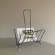 Vintage black metal magazine rack, 70s